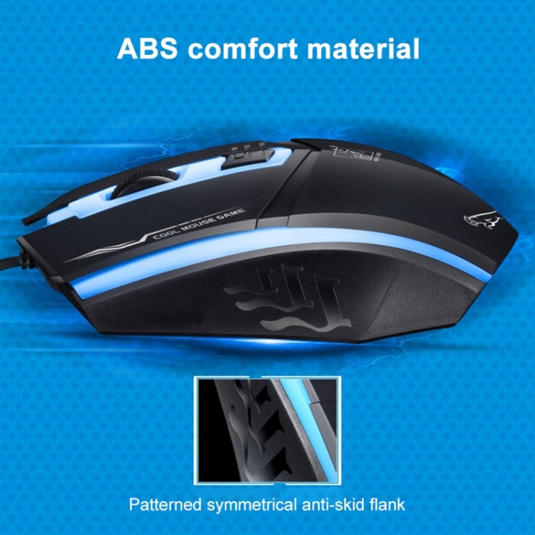 Chasing Leopard 199 USB 1600DPI Three-speed Adjustable LED Backlight Wired Optical Gaming Mouse, Length: 1.3m(Black)