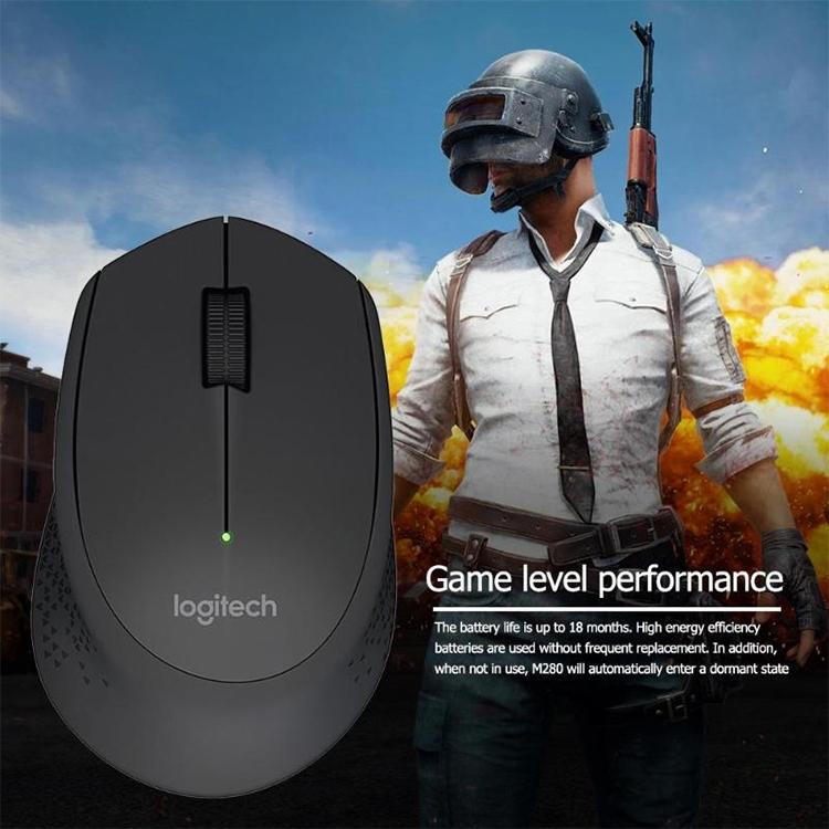 Logitech M280 2.4GHz 3-keys 1000DPI Wireless Optical Mouse, Wireless Range: 10m(Black)