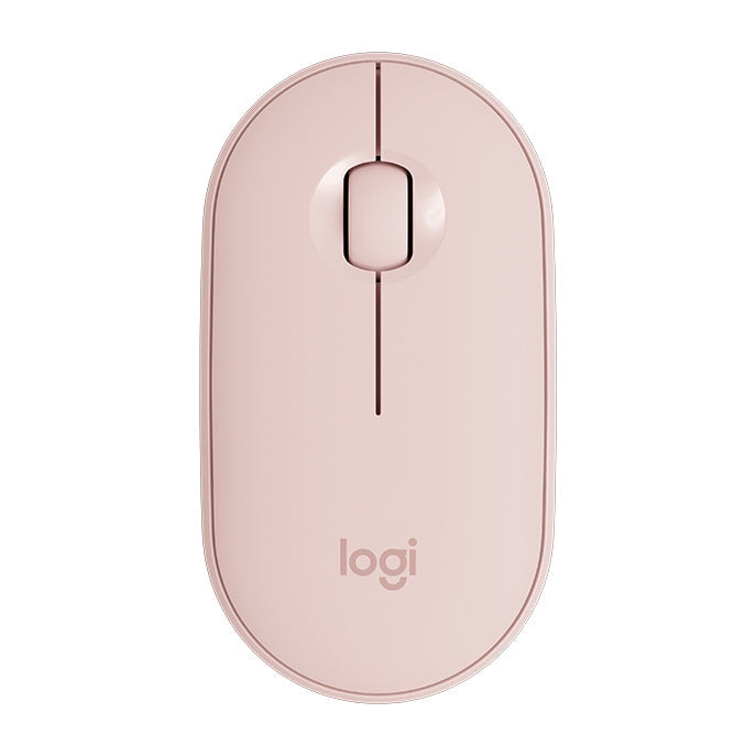 Logitech Pebble Cobblestone Shape Thin 3-keys 1000DPI Mute Wireless Bluetooth Optical Mouse, Wireless Range: 10m (Pink)