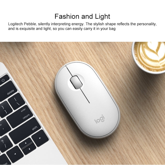 Logitech Pebble Cobblestone Shape Thin 3-keys 1000DPI Mute Wireless Bluetooth Optical Mouse, Wireless Range: 10m (Pink)