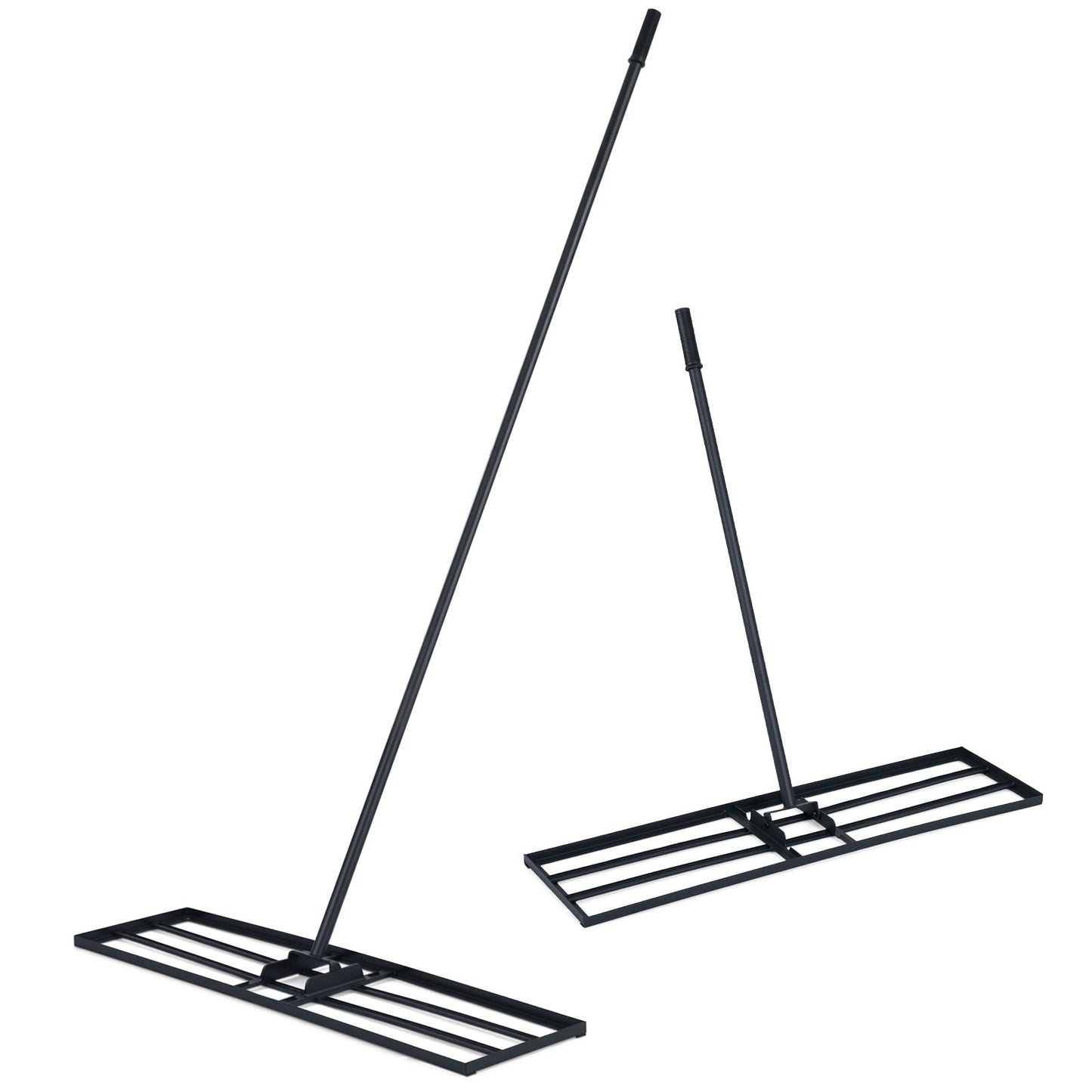 Lawn Leveling Rake with Adjustable Handle and Rotating U-Head for Topsoil-Black
