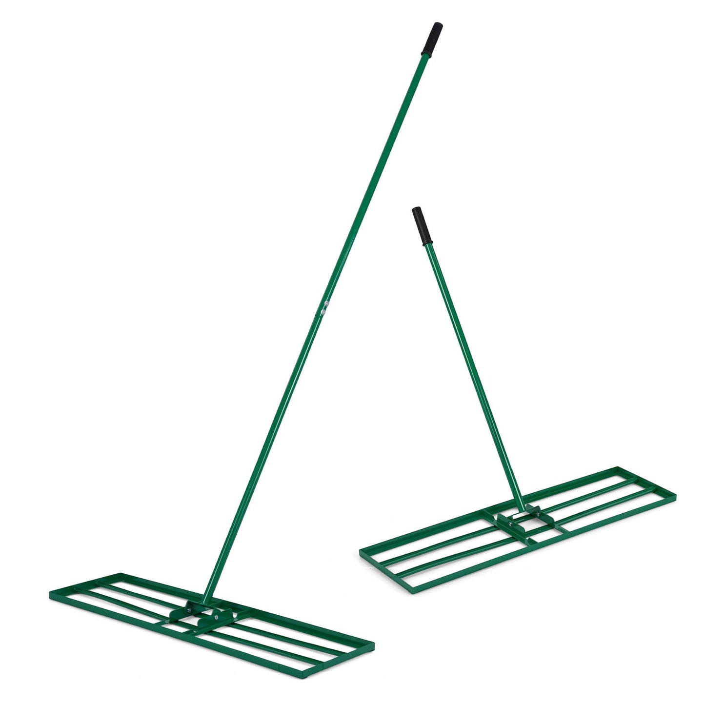 Lawn Leveling Rake with Adjustable Handle and Rotating U-Head for Topsoil-Black