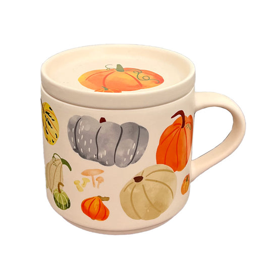 Autumn Harvest Porcelain Mug & Coaster Lid Set