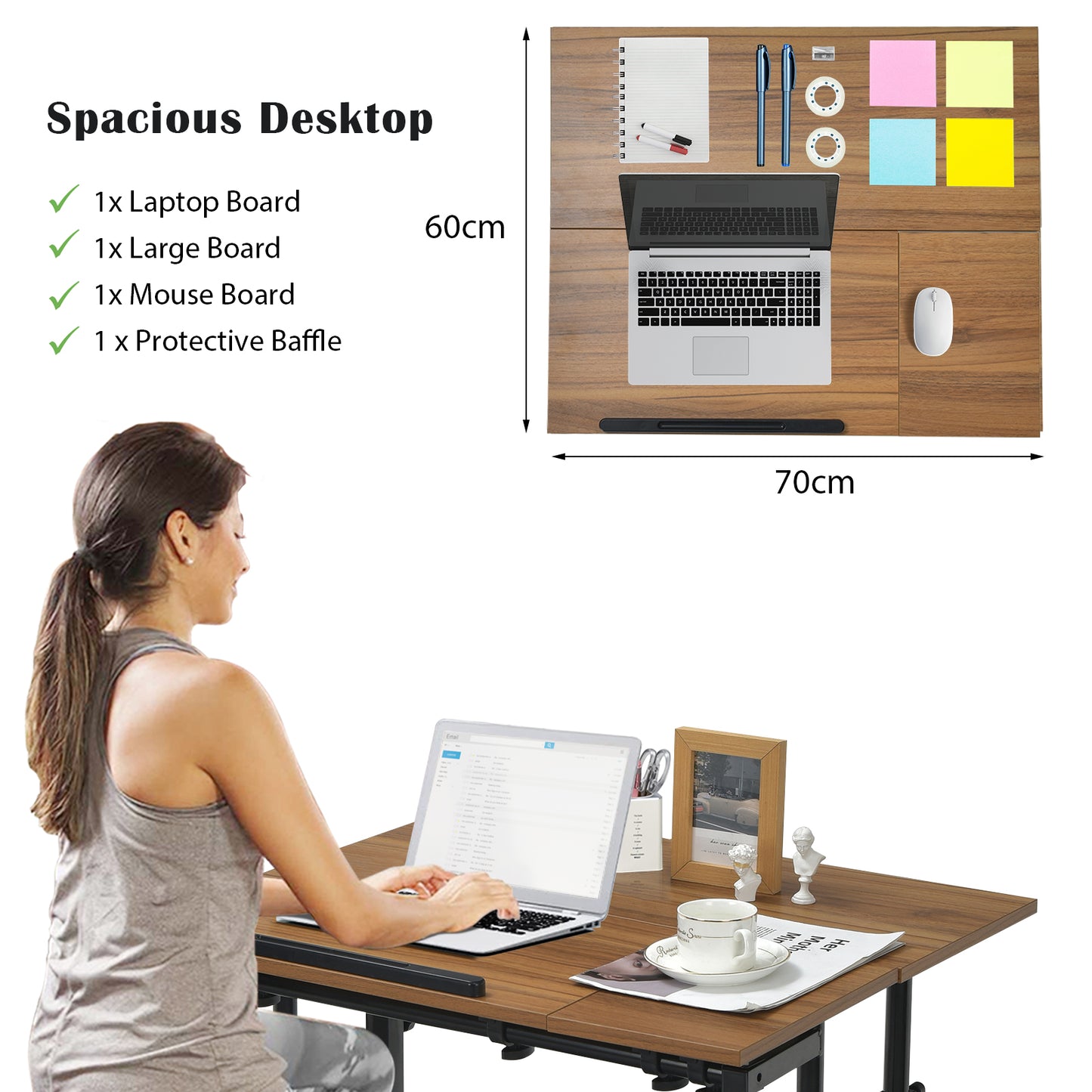 Height Adjustable Workstation with Wheels for Standing or Sitting-Black