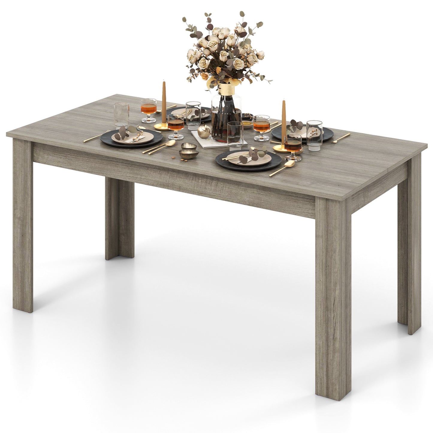 Modern Rectangular Kitchen Table for Breakfast Nook, Kitchen-Black