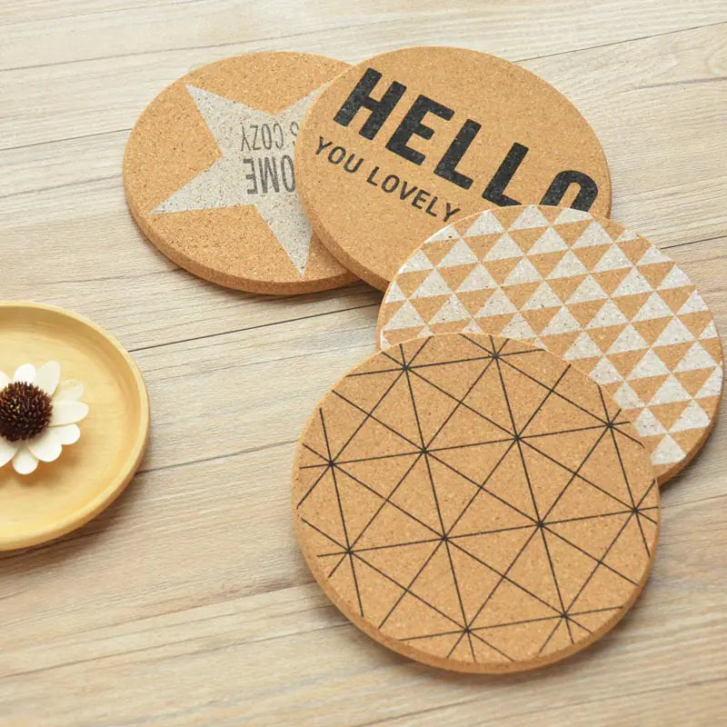 Animal Cork Coasters – Round Heat-Resistant Table Mats for Kitchen