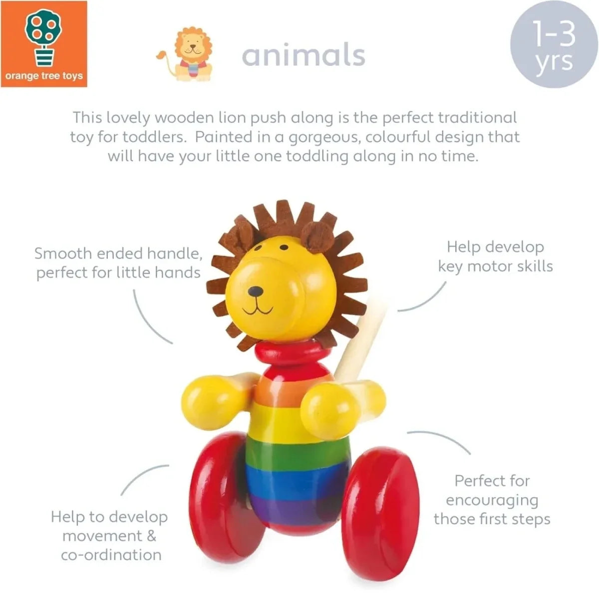 Orange Tree Toys Lion Push Along
