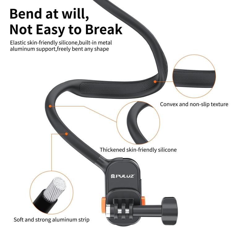 PULUZ Lazy Neck Bracket Magnetic Quick Release POV View Mount (Black)