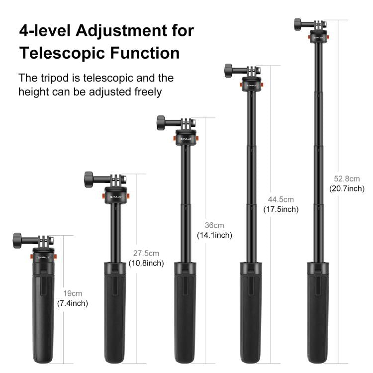 PULUZ Mini Magnetic Quick Release Selfie Stick Tripod (Black)