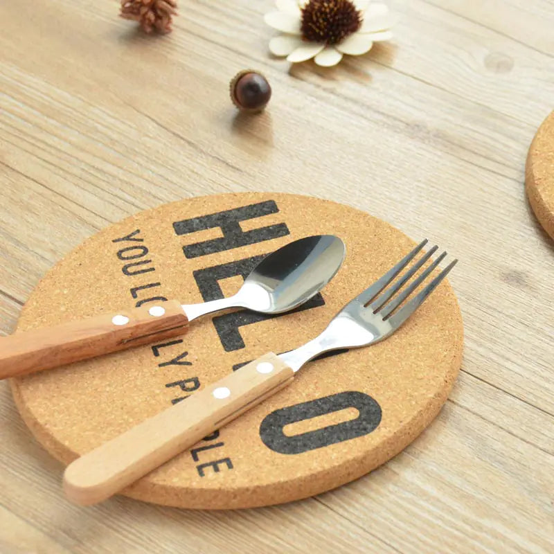 Animal Cork Coasters – Round Heat-Resistant Table Mats for Kitchen