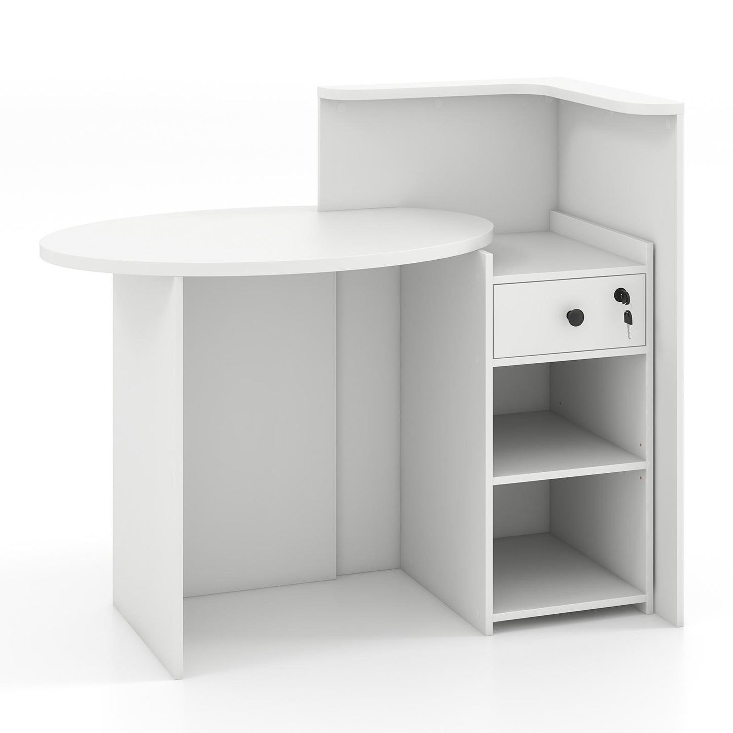 Reception Desk with Lockable Drawer and Adjustable Shelf for Office-Black