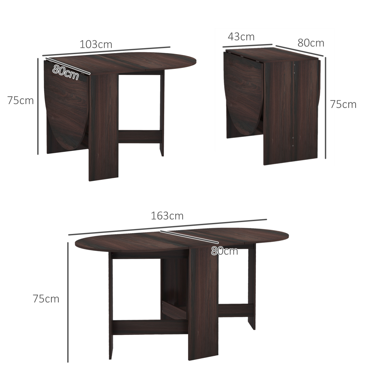 HOMCOM Oval Kitchen Table for Dining Room, Small Space Chocolate