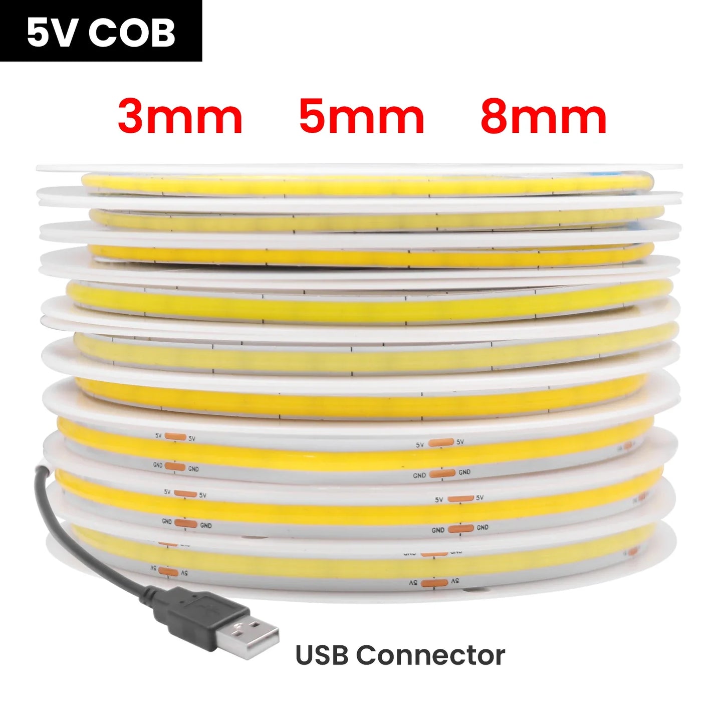 DC 5V USB COB Strip Flexible Ribbon Rope
