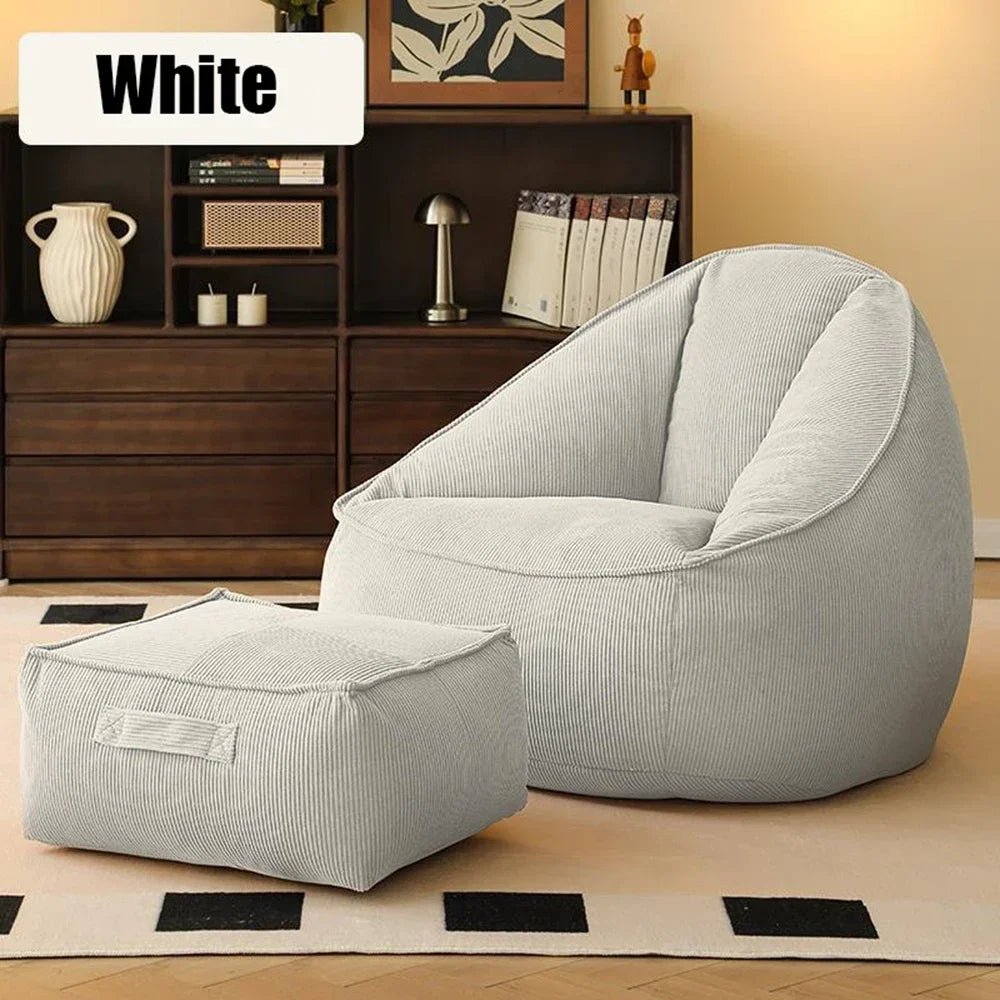Single Lazy Bean Bag Sofa with Footrest Padding