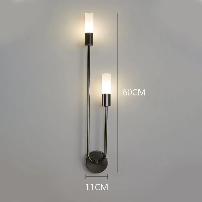 Modern Brass & Black LED Wall Lamp – Double Light Wall Sconce