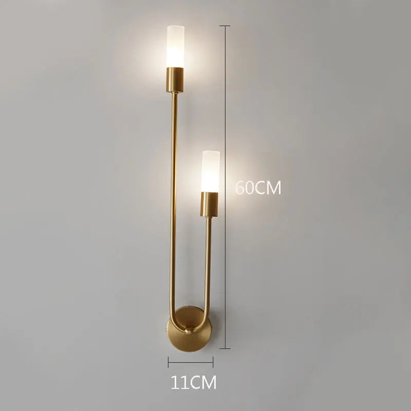 Modern Brass & Black LED Wall Lamp – Double Light Wall Sconce