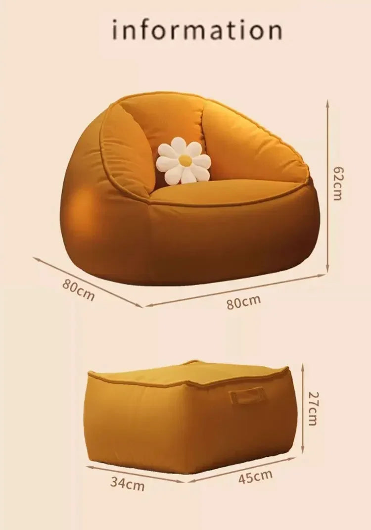 Single Lazy Bean Bag Sofa with Footrest Padding