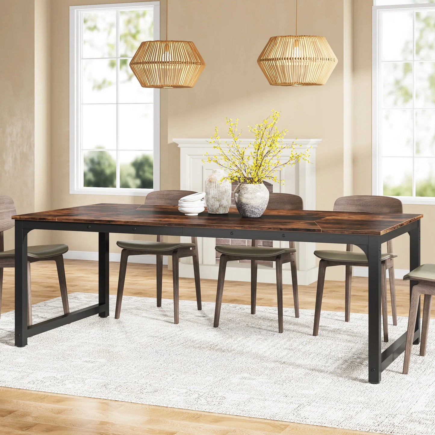 Tribesigns 63"x31.5" Dining Table, Industrial Kitchen Table for 6-8 Person, Rectangular Dinner Table for Dining Room Kitchen