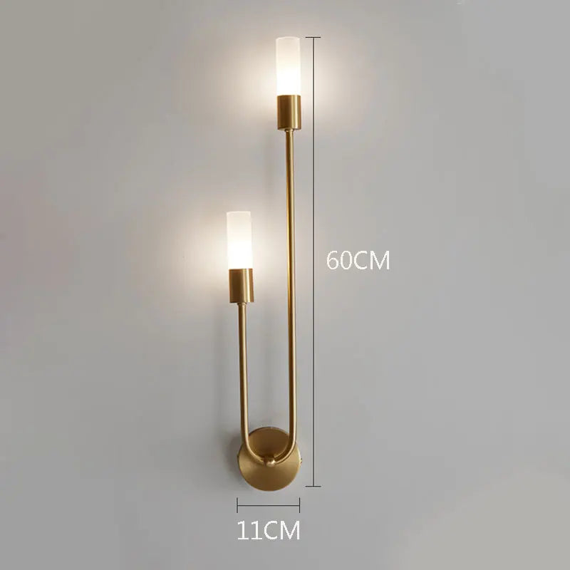 Modern Brass & Black LED Wall Lamp – Double Light Wall Sconce