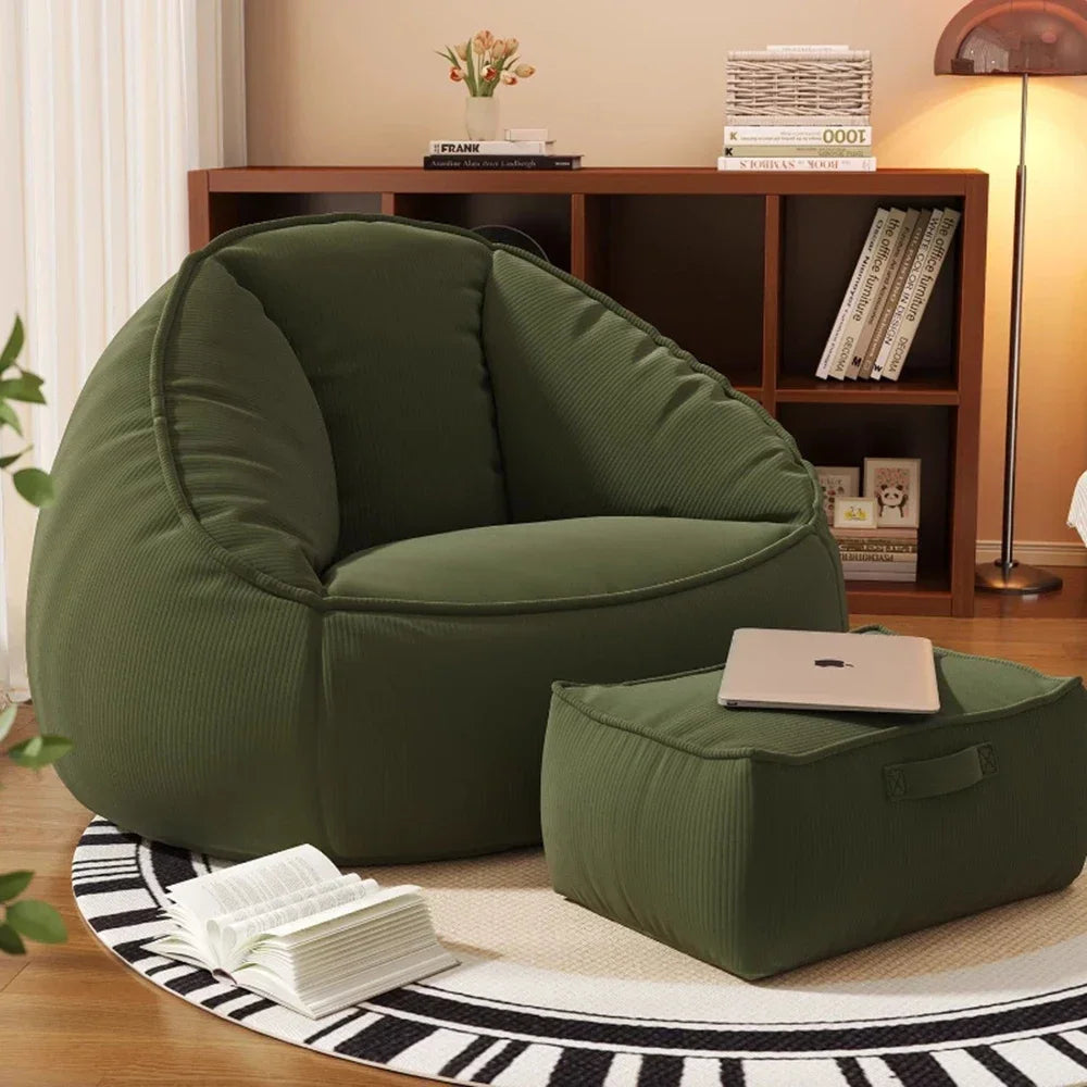 Single Lazy Bean Bag Sofa with Footrest Padding
