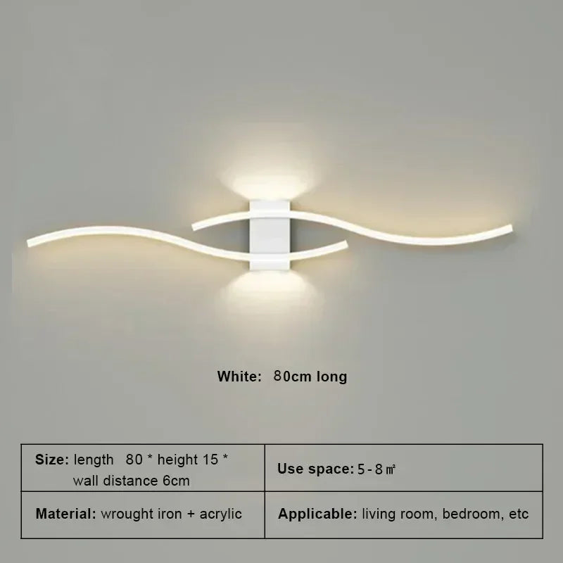 Modern LED Strip Wall Lamp Double Curve with Remote Control