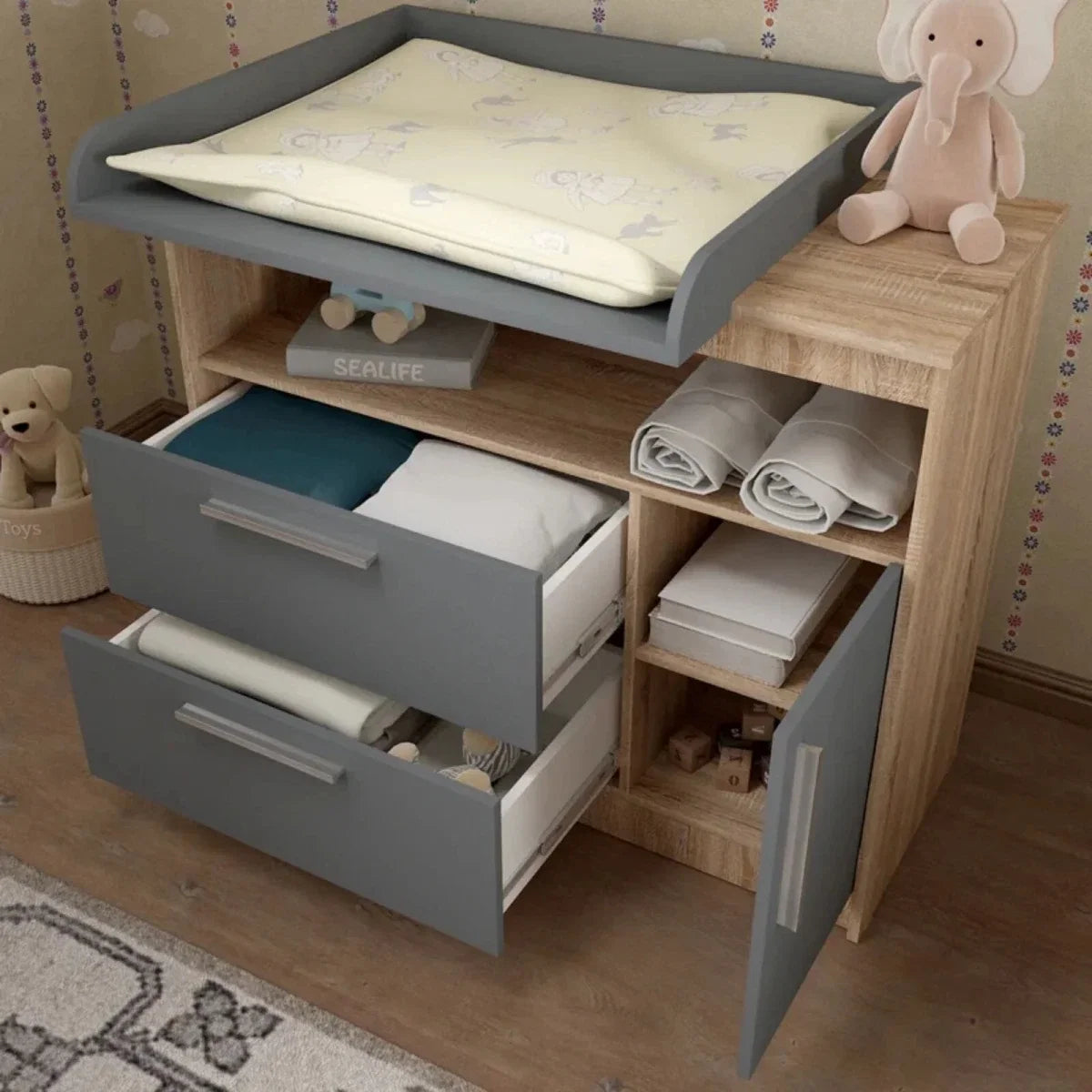 Shefa Kids 1150 Changing Unit - Graphite/Cremona Oak