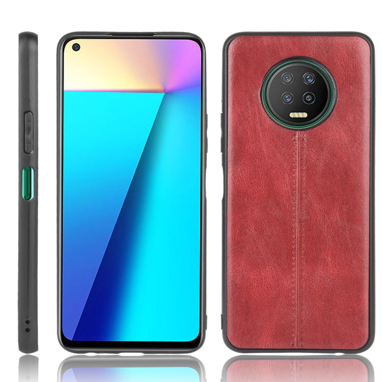 For Infinix Note 7  Shockproof Sewing Cow Pattern Skin Texture PC + PU + TPU Case(Red)