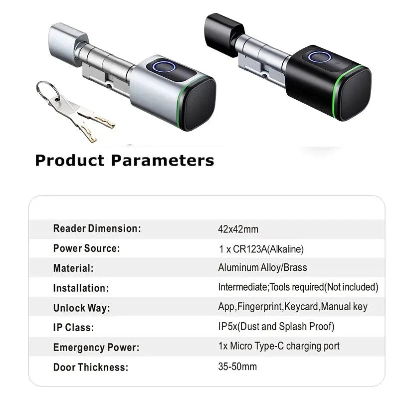 Smart Lock With Tuya Bluetooth Fingerprint Card Include