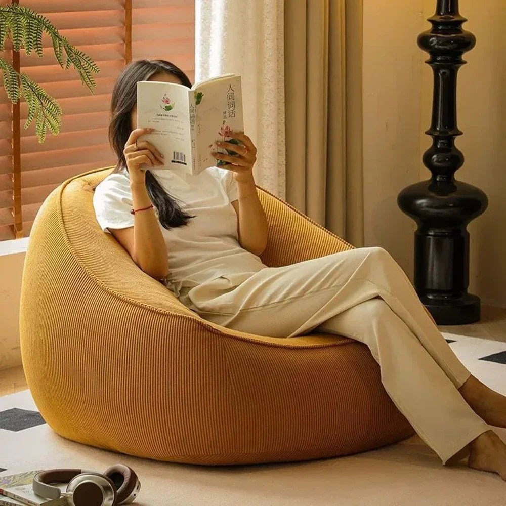 Single Lazy Bean Bag Sofa with Footrest Padding