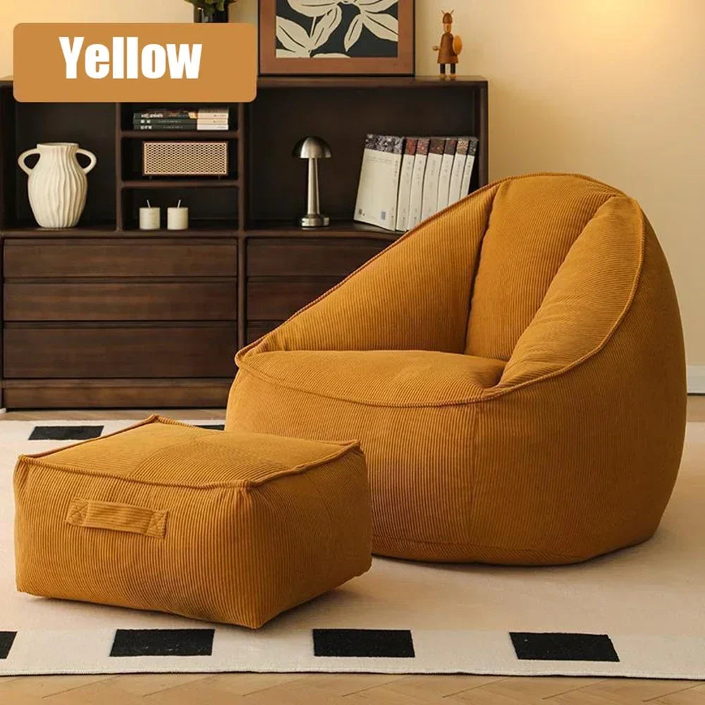 Single Lazy Bean Bag Sofa with Footrest Padding