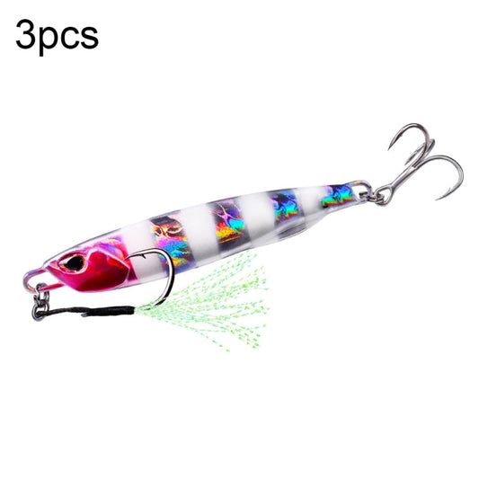 3 PCS PROBEROS LF103 Simulation Metal Sea Fishing Bait, Specification: 30g(C Luminous With Hook)