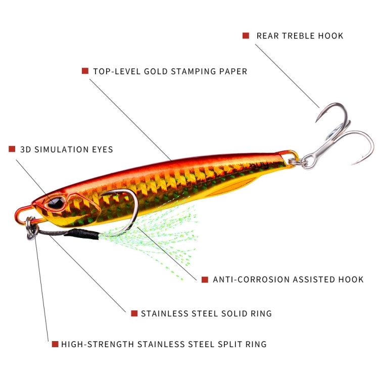 3 PCS PROBEROS LF103 Simulation Metal Sea Fishing Bait, Specification: 30g(G With Hook)