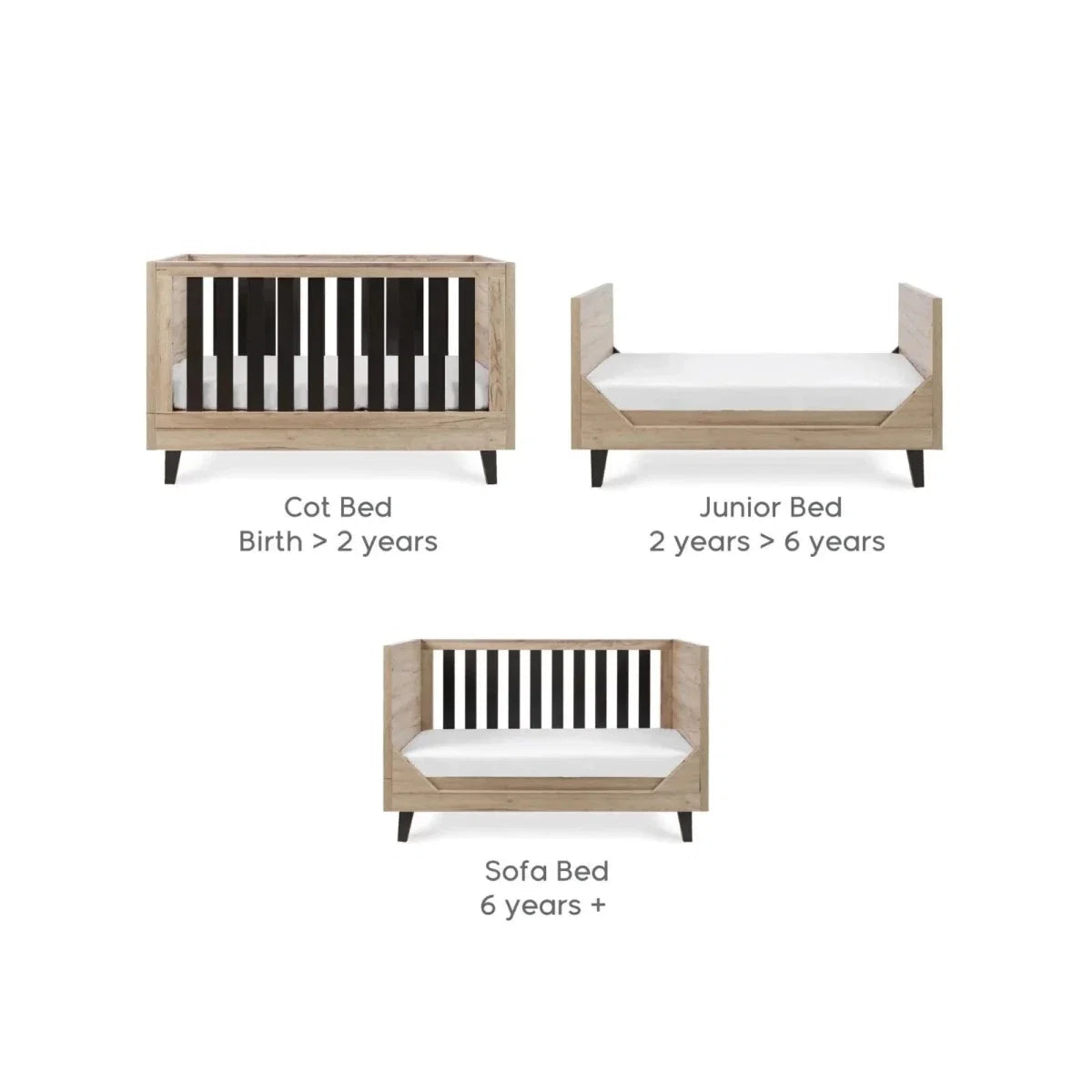 Tutti Bambini Como Cot Bed - Distressed Oak/Slate Grey