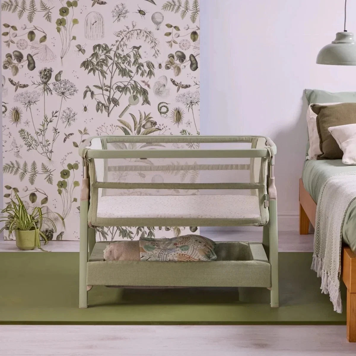 Tutti Bambini CoZee Zen Bedside Crib - Eucalyptus