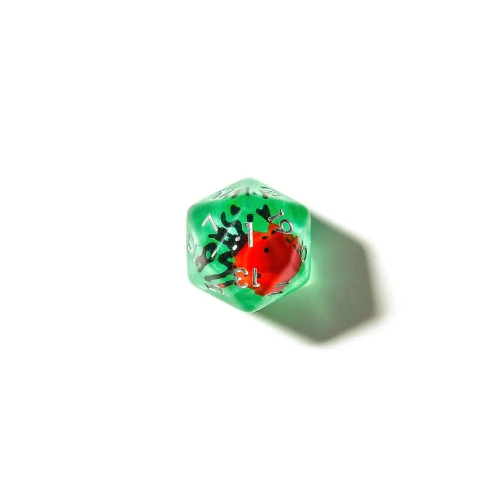 Red Ladybugs | Soft Edge Dice | Resin | 7 Piece Set