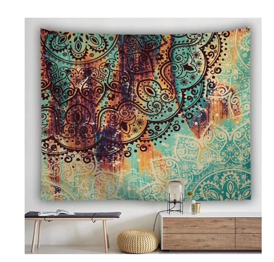 Decorative Digitally Printed Wall Tapestry – Boho Mandala Hanging Decor