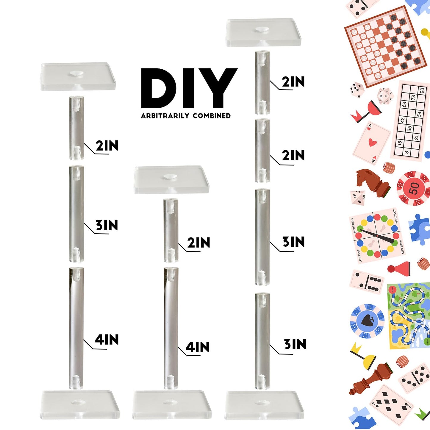 AAiphuwew 6pcs Combat Risers for Flying Miniatures – Adjustable Height Platforms