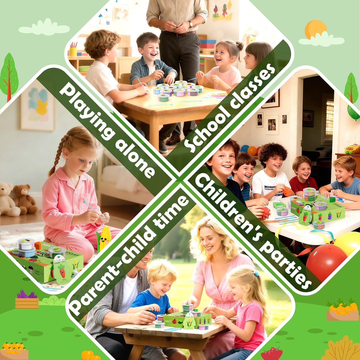 Aestd-ST Air Dry Clay Kit - Vegetable Theme for Kids | Tools, Tutorials & 12 Boxes