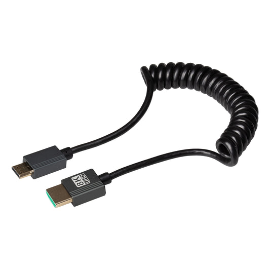 Maplin HDMI to Mini HDMI 8K Ultra HD Coiled Cable - Black, 1m