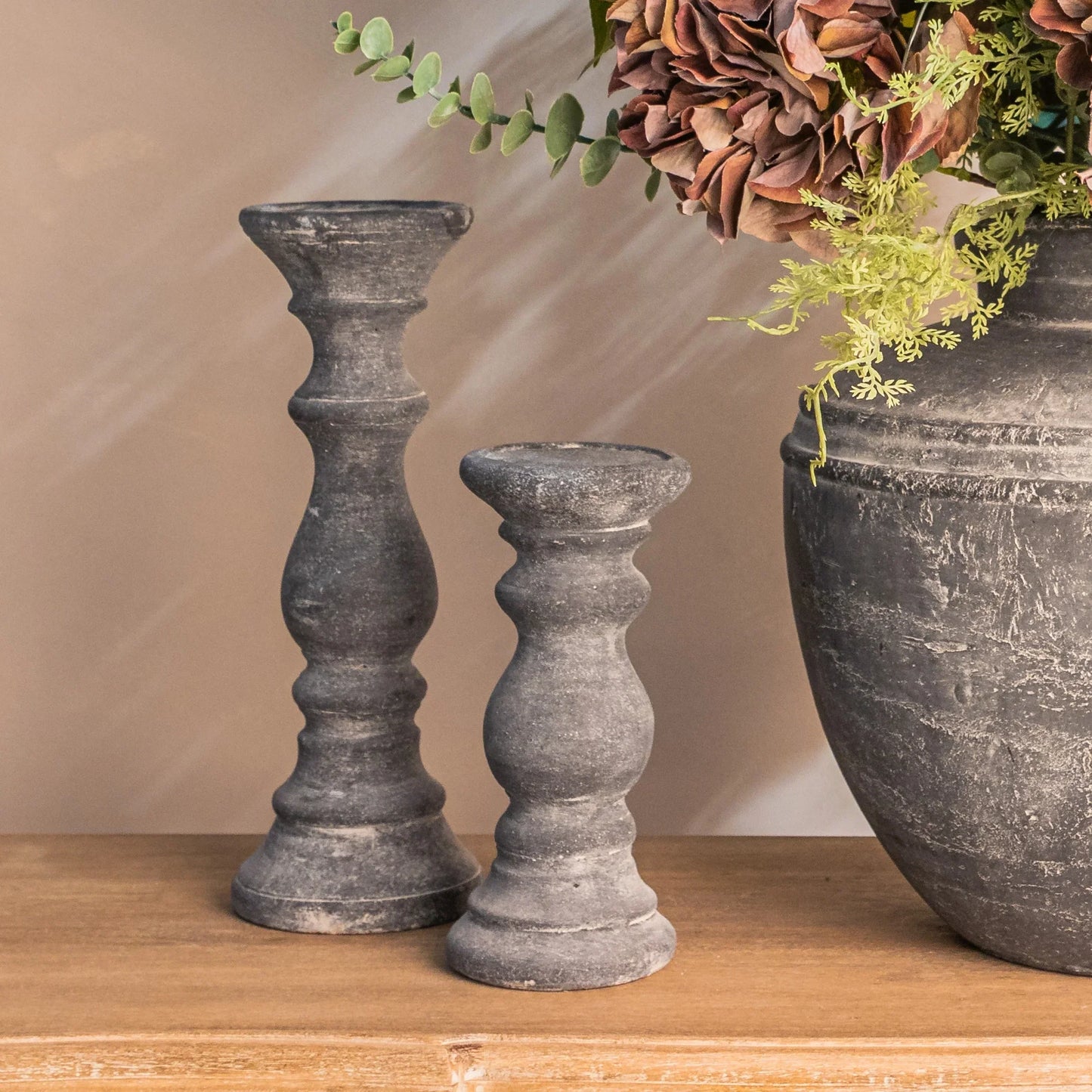 Amalfi Small Grey  Column Candle Holder