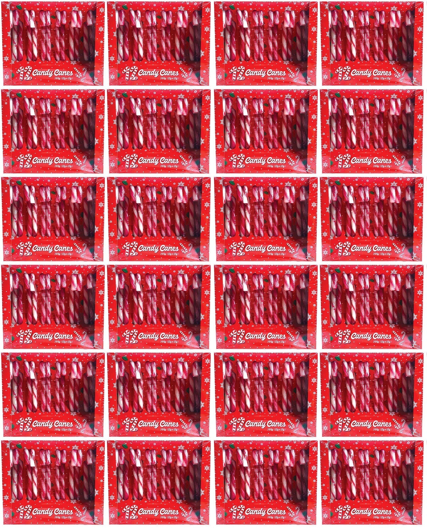 24 x Peppermint Candy Canes Red & White 12 Pack