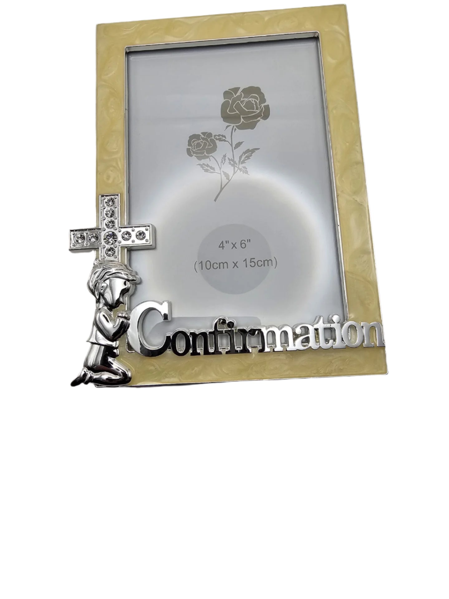 cream  outer frame pearlised effect  confirmation frame
