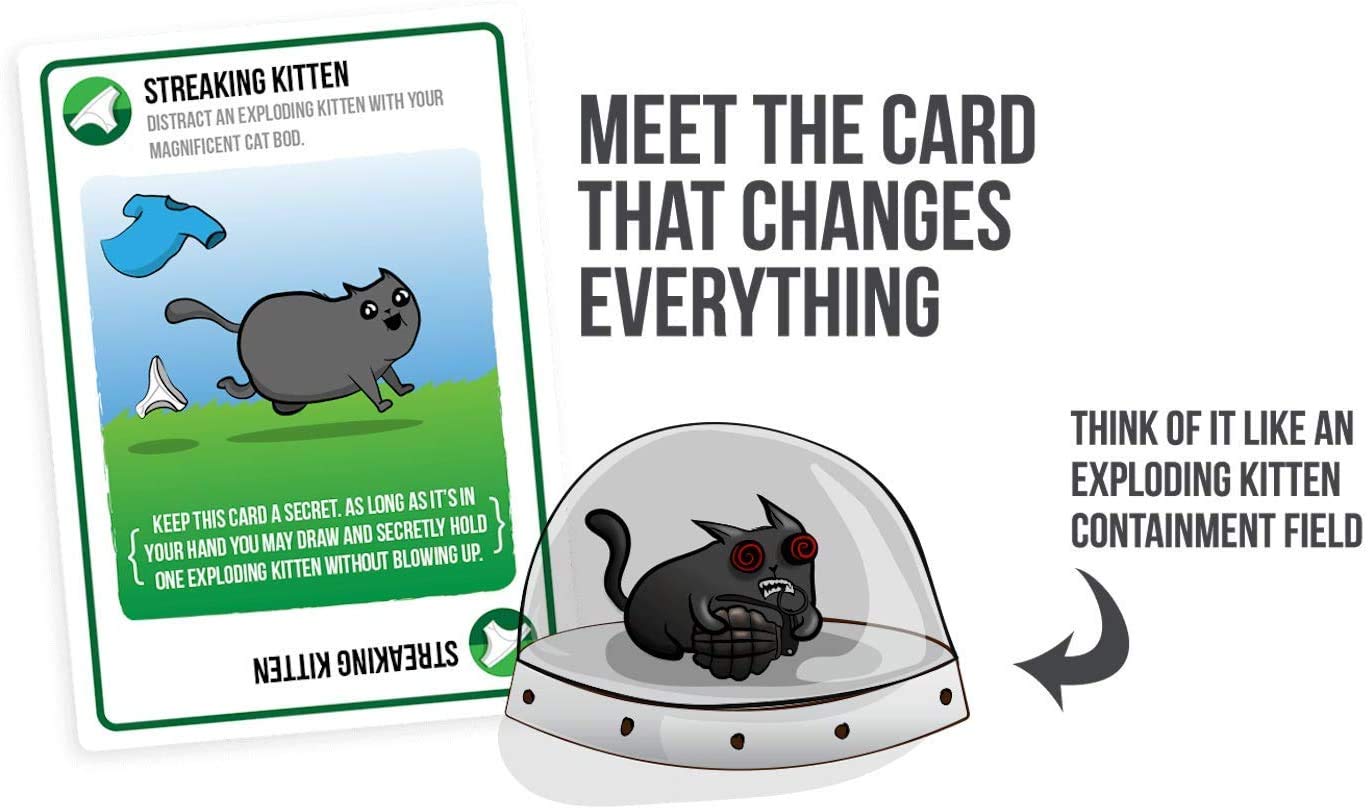 Exploding Kittens Streaking Kittens Expansion – 15-Card Add-On
