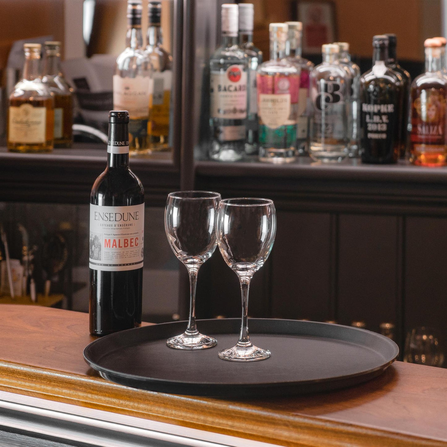 Black 79cm x 66cm Oval Non-Slip Serving Tray