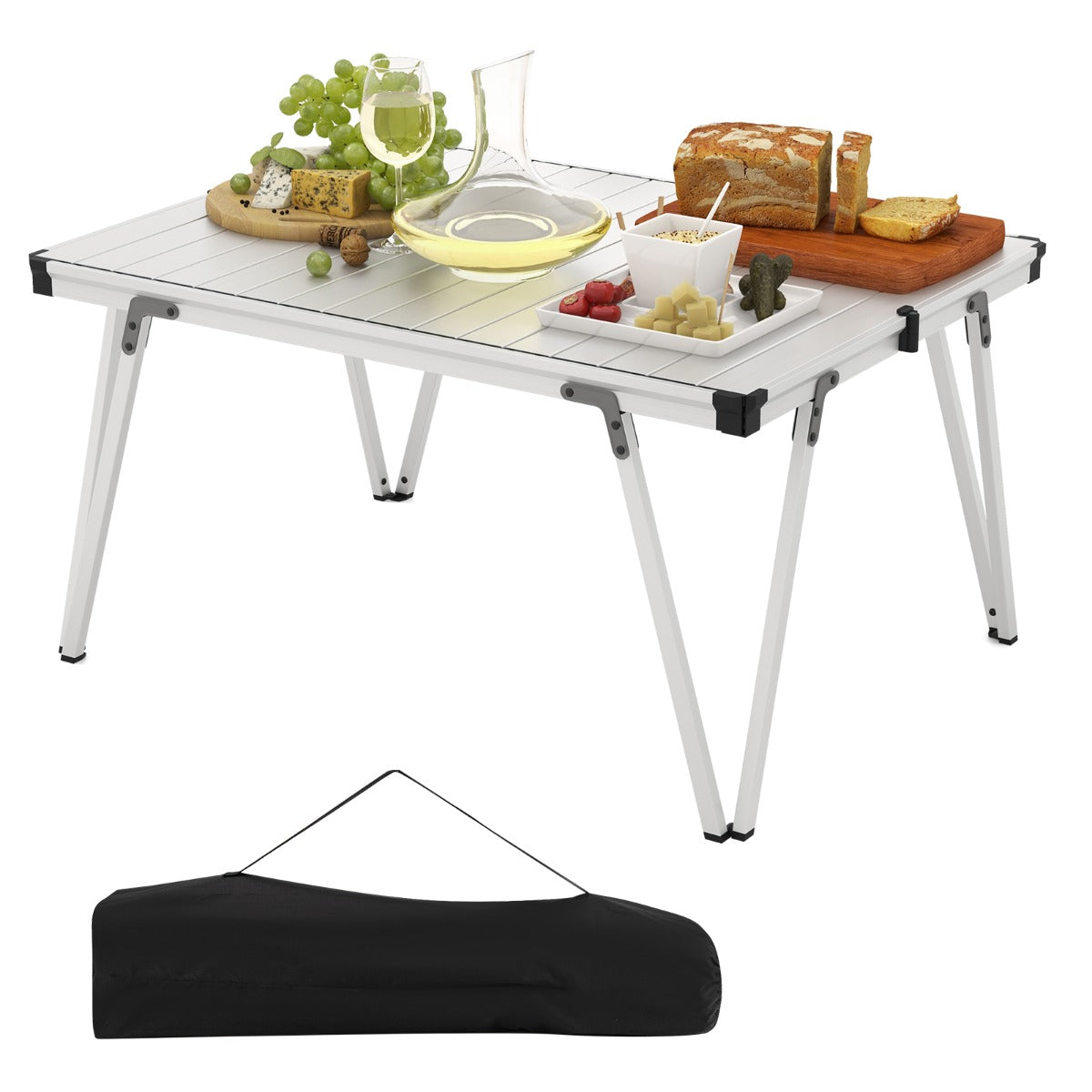 Folding Camping Table with Storage Bag and Waterproof Desktop-Brown