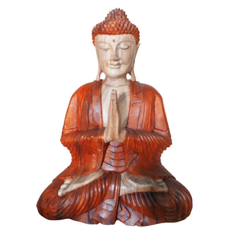 Hand Carved Buddha Statue - 30cm Thinking
