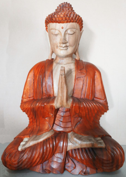 Hand Carved Buddha Statue - 30cm Thinking