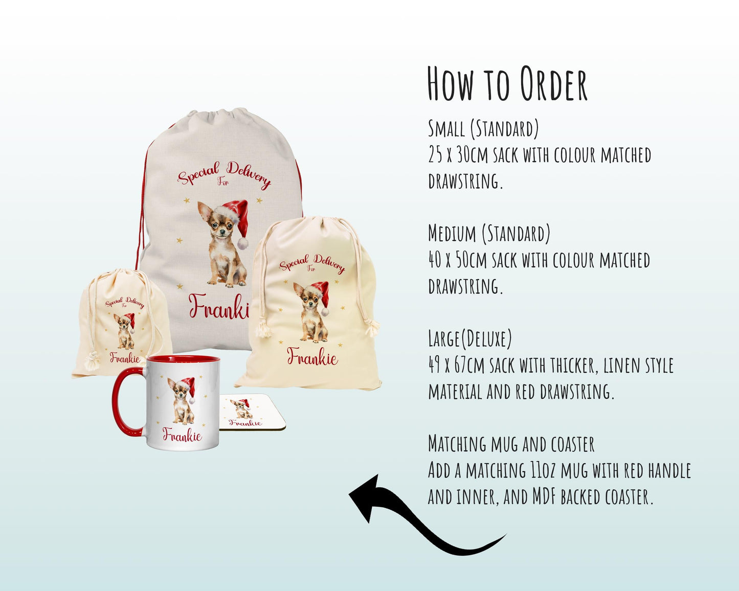 Personalised Chihuahua Large Christmas Sack