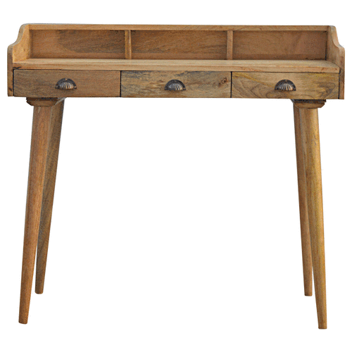 Gallery Back Shell Writing Desk | Oak Solid Mango Wood