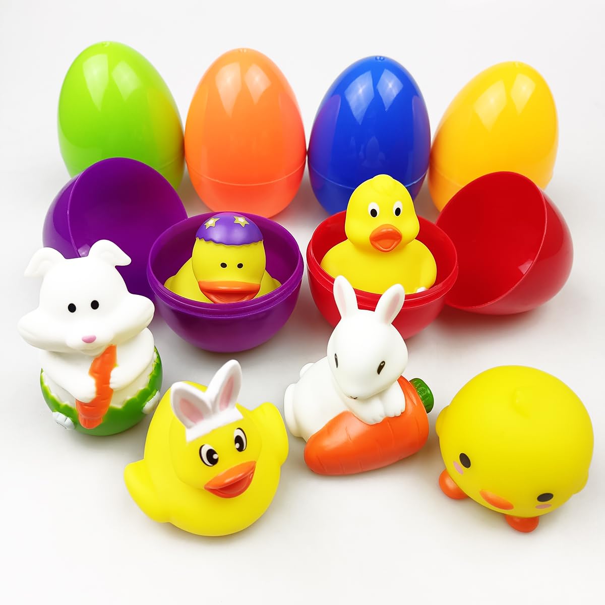 JoFAN 6 Pack Light-Up Bath Toy Easter Eggs – Jumbo Prefilled Plastic Eggs